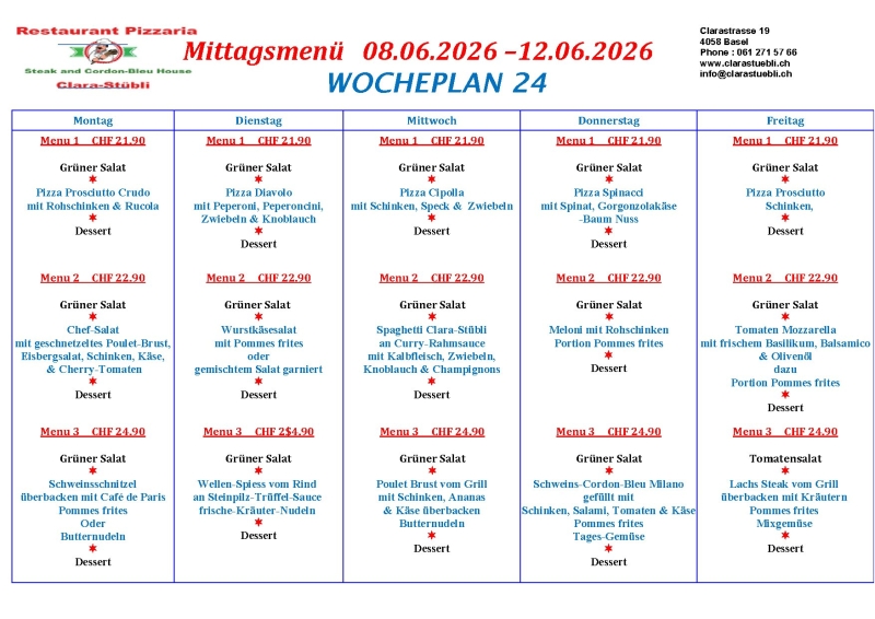 Wochenmenü